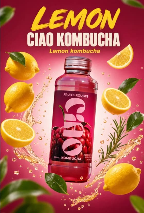 Publicité générée pour la bouteille de kombucha